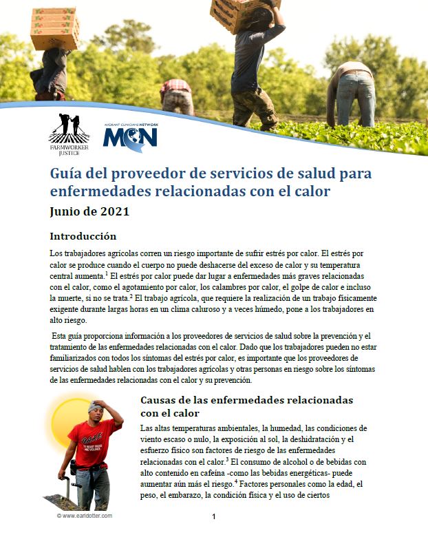 2021 Guía del proveedor de servicios de salud para enfermedades relacionadas con el calor