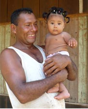 Father holding  his toddler daughter.
