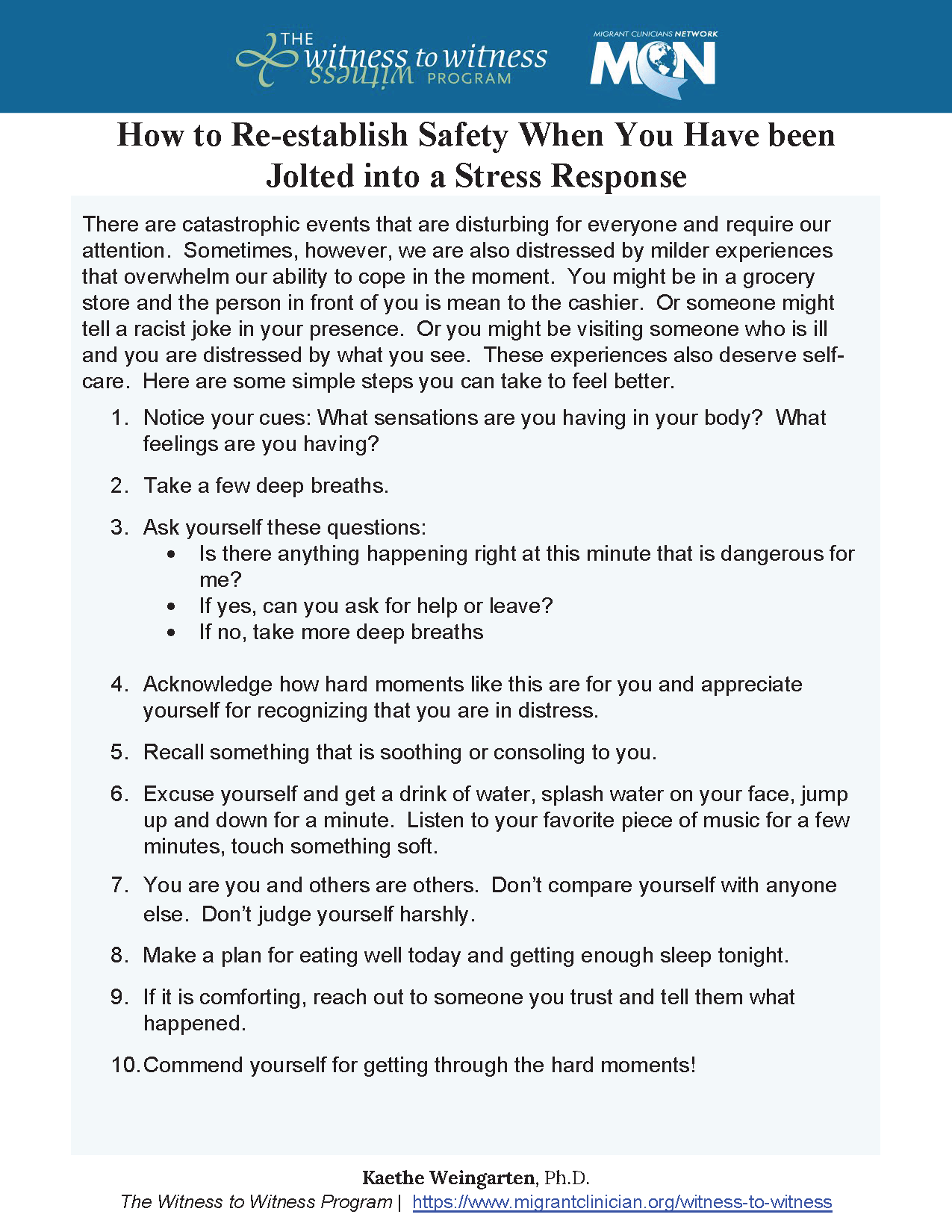 How to Re-establish Safety When You Have been Jolted into a Stress Response