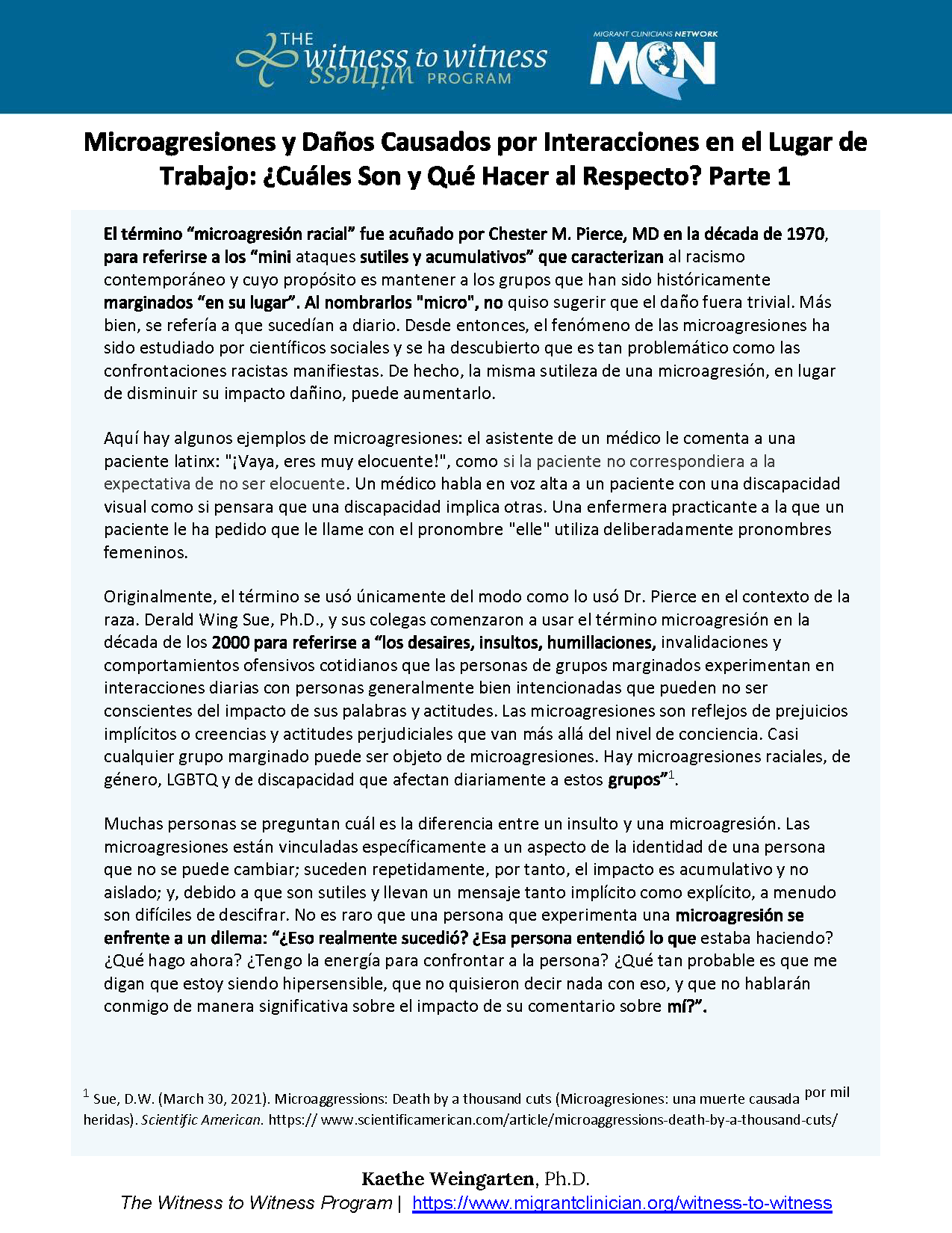 Microagresiones y Daños Causados por Interacciones en el Lugar de Trabajo