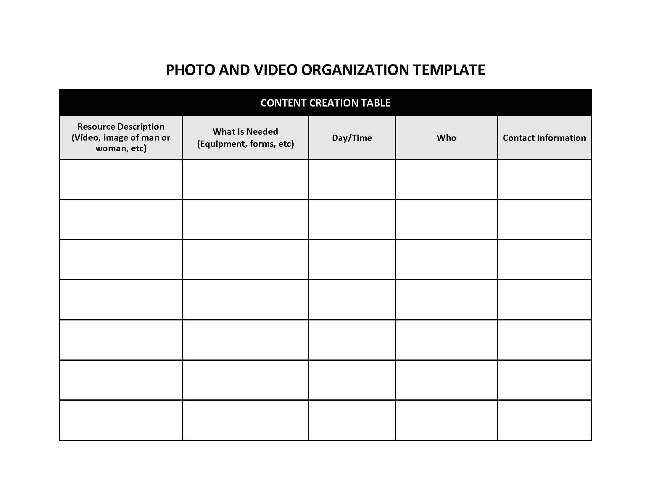 Photo and Video Organization Template