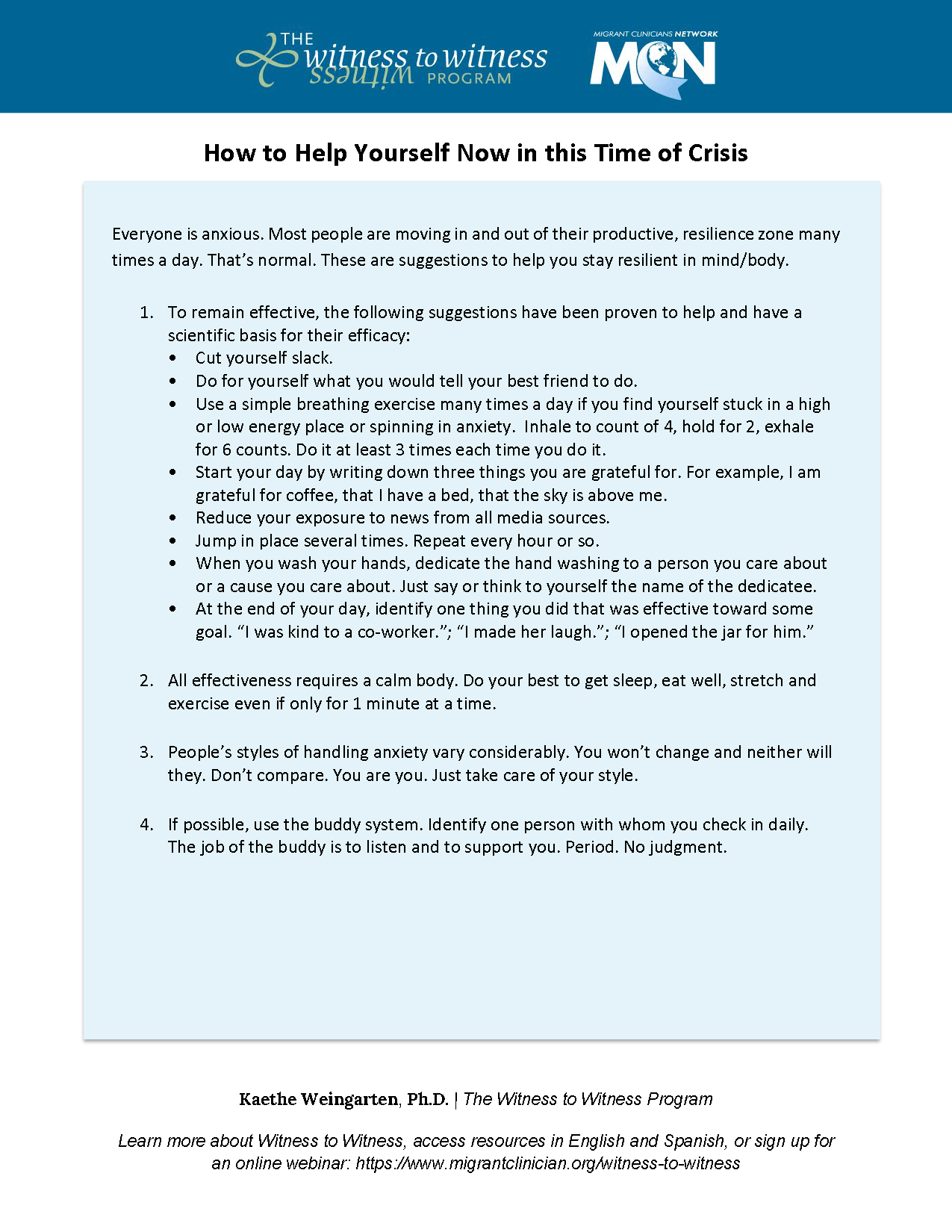 How to Help Yourself in a Crisis Now